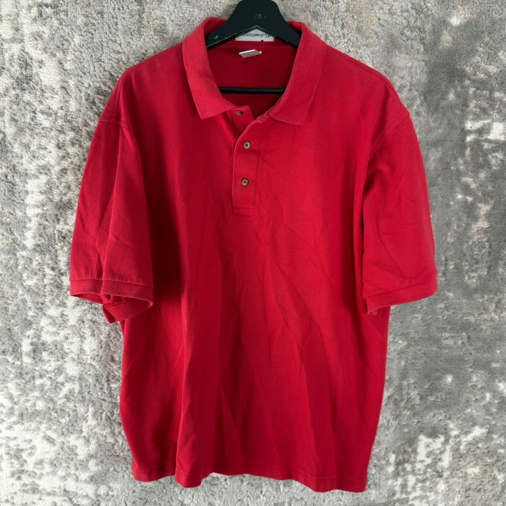 Munsingwear Size L Pique Knit Cotton Casual Polo Shirt Red Short Sleeve Men